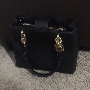 Michael kors black leather satchel